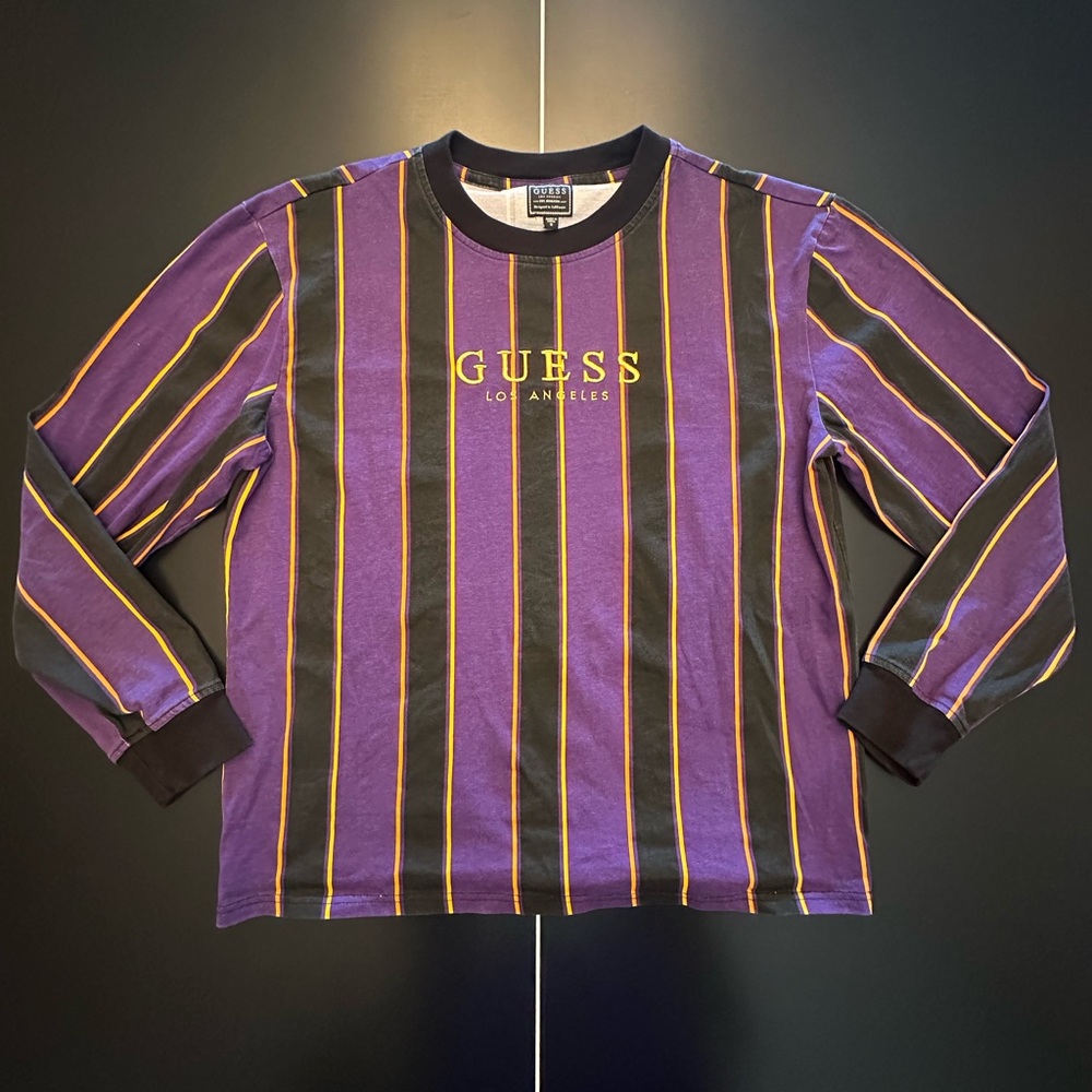 Guess Los Angeles Stripe Long Sleeve T-Shirt Size Medium